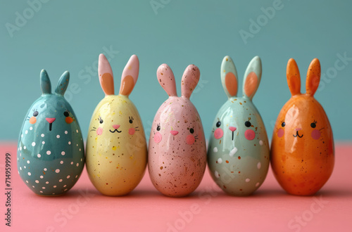 Easter eggs cute bunny. Funny decoration. Happy Easter