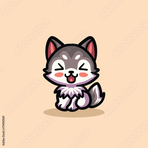 Cute Wolf Cartoon Mascot Animal Vector Logo Design illustration