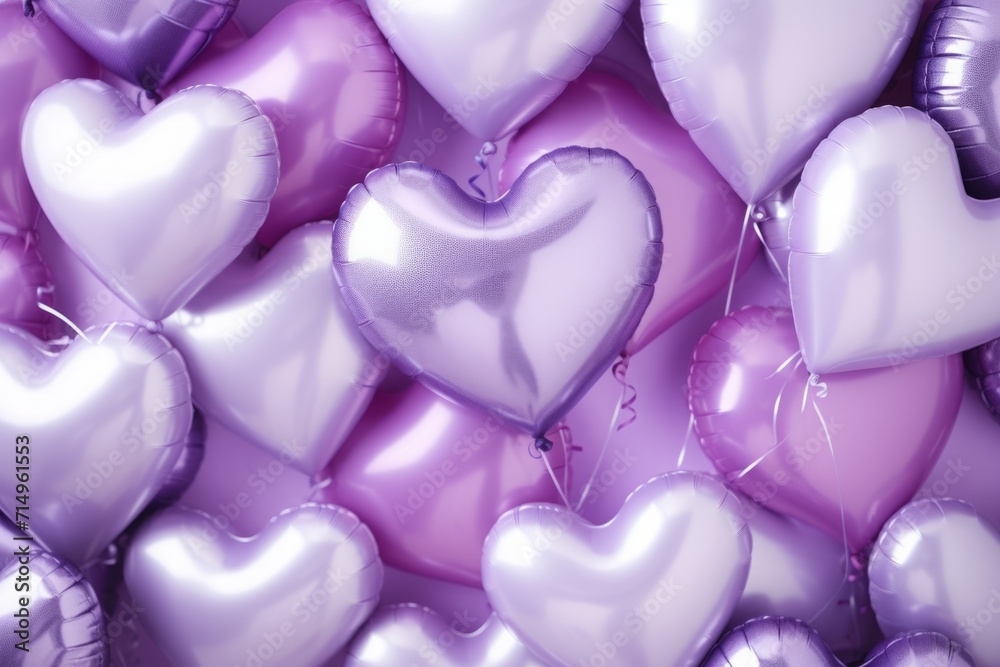 Valentine's Day concept. lilac foil balloons in the shape of a heart. love. festive background, backdrop. a greeting card. Valentine's Day concept. lilac foil balloons in the shape of a heart. love. festive background, backdrop. a greeting card.
