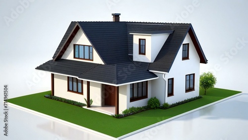 3d illustration of residential building exterior isolated on white background, Real estate concept. © samsul