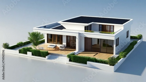 3d illustration of residential building exterior isolated on white background, Real estate concept. © home 3d