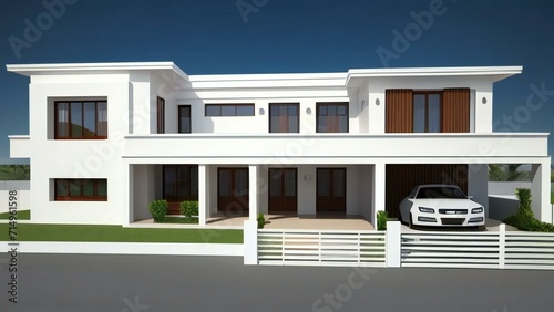 3d illustration of residential building exterior isolated on white background  Real estate concept.