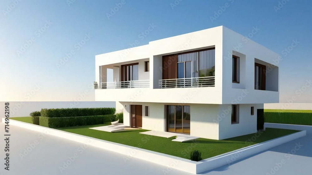 3d render of a modern house isolated on white background, Concept for real estate or property.