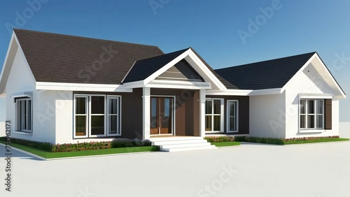3d render of a modern house isolated on white background, Concept for real estate or property. © samsul