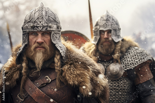 vikings. iron man, beards and battle. style of celtic art, norwegian nature, distinct facial features, authenticity.