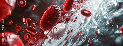 Blood and Bacteria: A Dramatic Microscopic View Generative AI photo