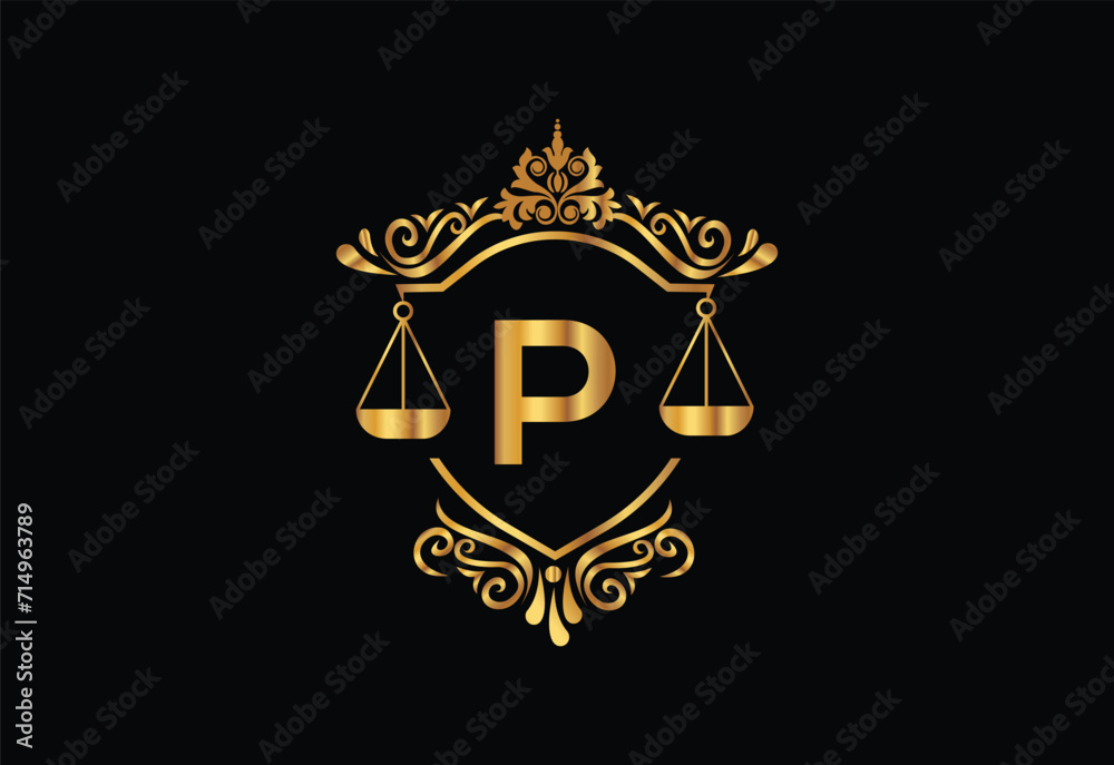 Low firm logo with latter P vector template, Justice logo, Equality, judgement logo vector illustration