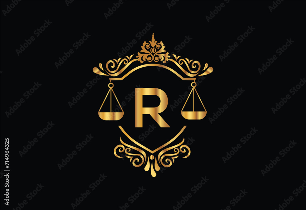 Low firm logo with latter R vector template, Justice logo, Equality, judgement logo vector illustration