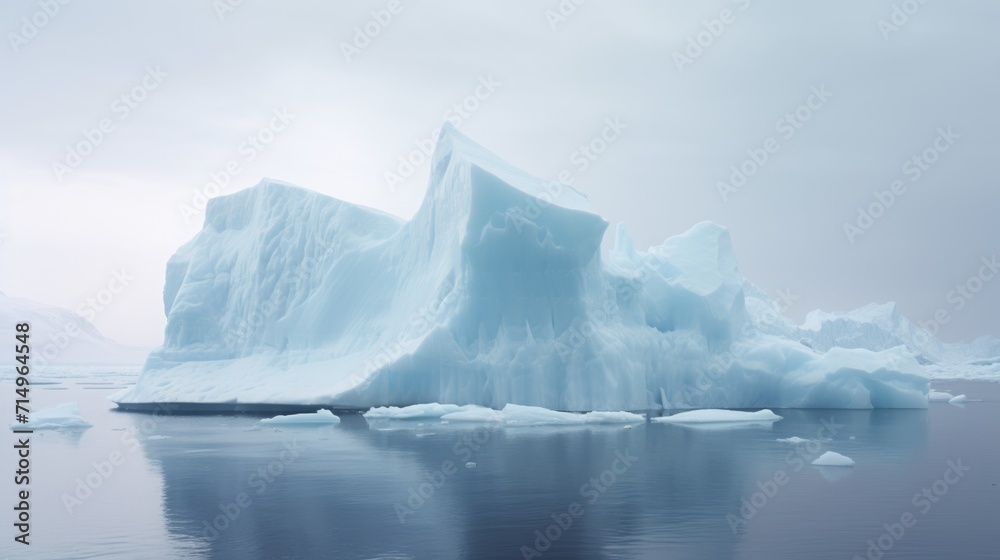 antarctic, blue iceberg floating in the ocean. a block of ice in the water. a cold winter landscape.