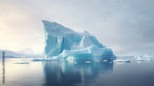 antarctic, blue iceberg floating in the ocean. a block of ice in the water. a cold winter landscape.