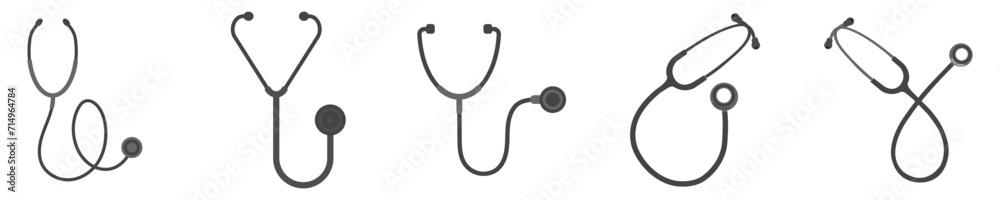 A set of silhouette stethoscope. Vector design of stethoscope A set of silhouette stethoscope. Vector design of stethoscope