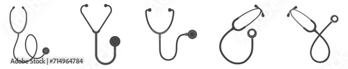 A set of silhouette stethoscope. Vector design of stethoscope photo