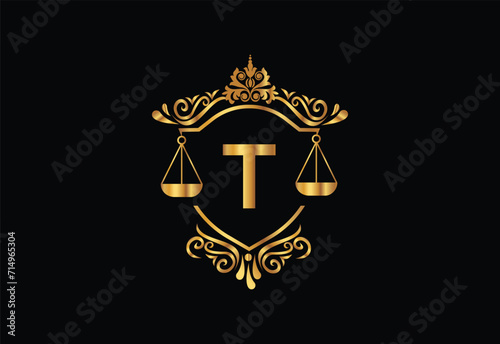 Low firm logo with latter T vector template, Justice logo, Equality, judgement logo vector illustration