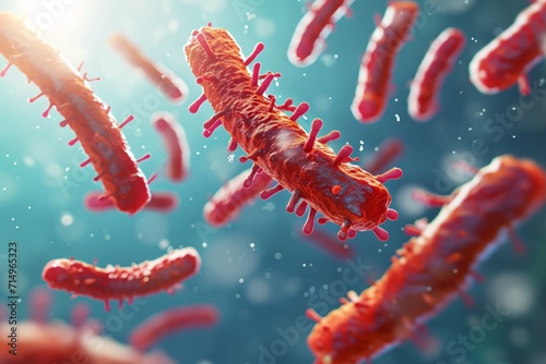 A close-up of a red and orange parasite Generative AI photo