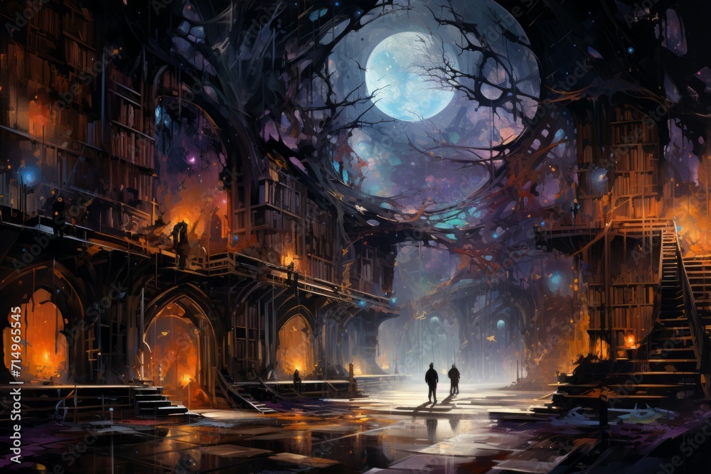 Mysterious shadow libraries in Fantasy - Generative AI Mysterious shadow libraries in Fantasy - Generative AI
