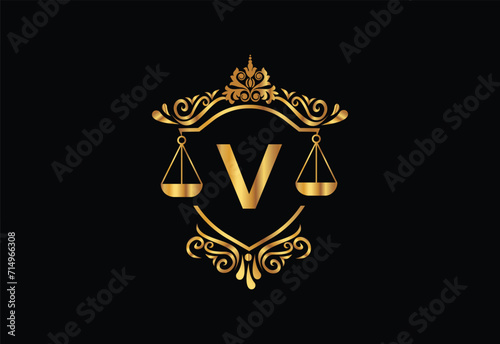 Low firm logo with latter V vector template, Justice logo, Equality, judgement logo vector illustration