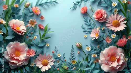 many blooming flowers  floral background