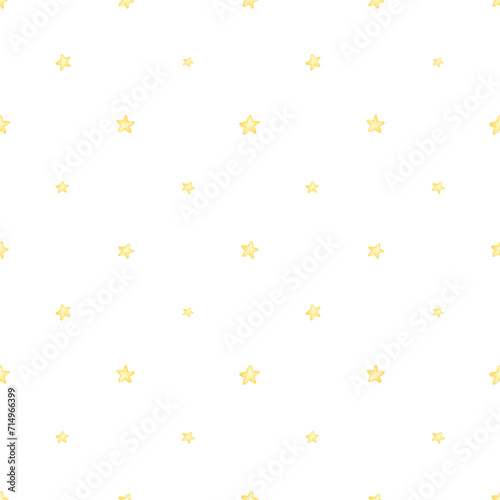Delicate stars on a white background. Seamless watercolor pattern. Children's party, baby shower, birthday. Design for wallpaper, cards, wrapping paper, stationery..