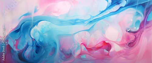 A symphony of liquid turquoise and pink, flowing seamlessly in a hypnotic dance of fluidity against a vibrant and abstract background.