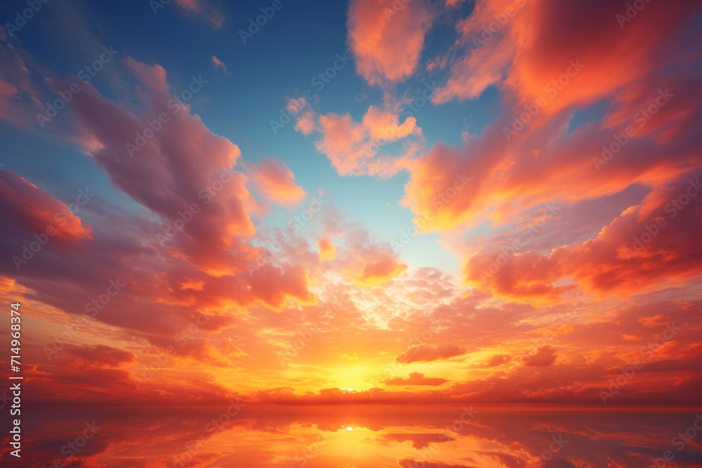 Sunset evening sky background with colorful clouds