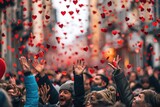people on the street celebrate valentines day with love and joy pragma