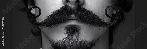 A close-up of a man's beard and mustache Generative AI photo