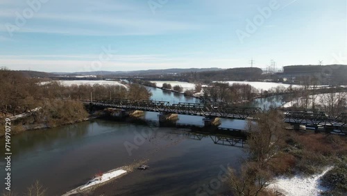 Ruhrbrücke an der Lennemündung - Hengsteysee, Hohensyburg, Dortmund, NRW