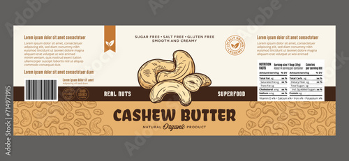 Vector cashew butter label, packaging or branding design template