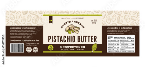Vector pistachio butter label or packaging design template