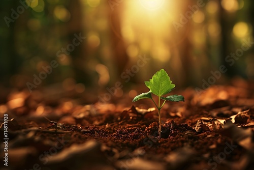A small green tree growing in the dirt Generative AI