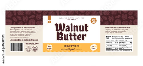 Vector walnut butter label design template