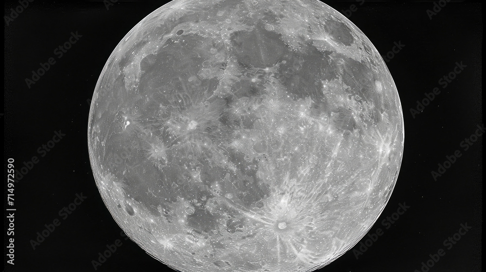 High-resolution close-up of a full moon with visible craters - obrazy, fototapety, plakaty 