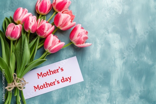 Mother's Day concept blue background with copyspace Mother's day