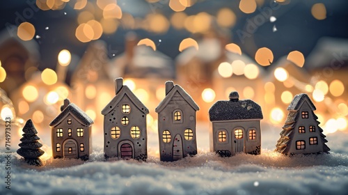 Snowy Christmas Houses Generative AI