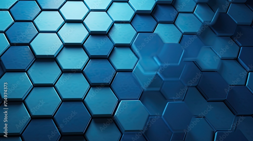 Blue Hexagonal tiles background, good for technology and development subjects - obrazy, fototapety, plakaty 
