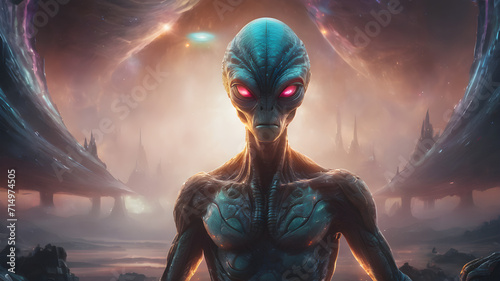 Extraterrestrial fantasy fiction and futuristic alien creature