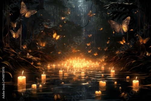 Luminescent spirit fireflies in Fantasy - Generative AI