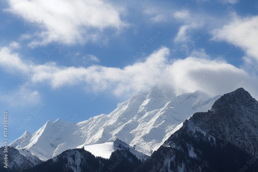 White and high snow-covered mountains