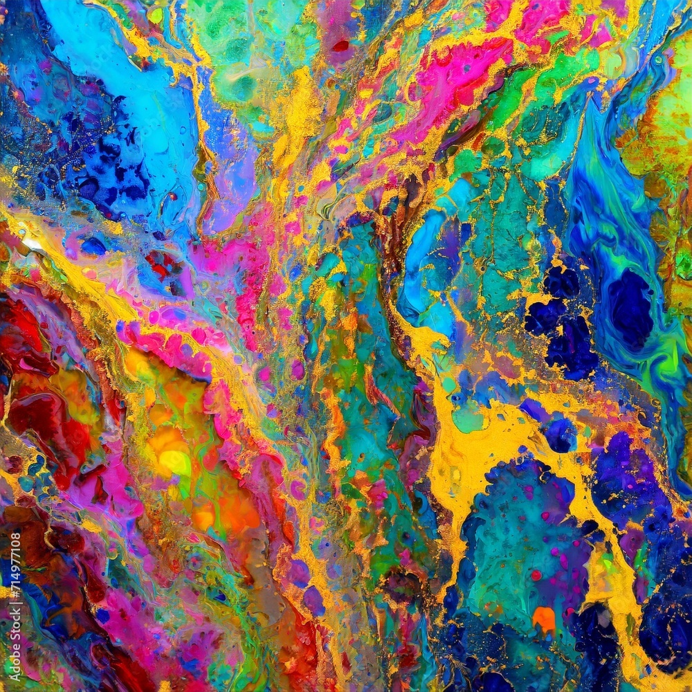Liquid Color Spectrum: Fine and Intricate Marble-Like Paint Flows