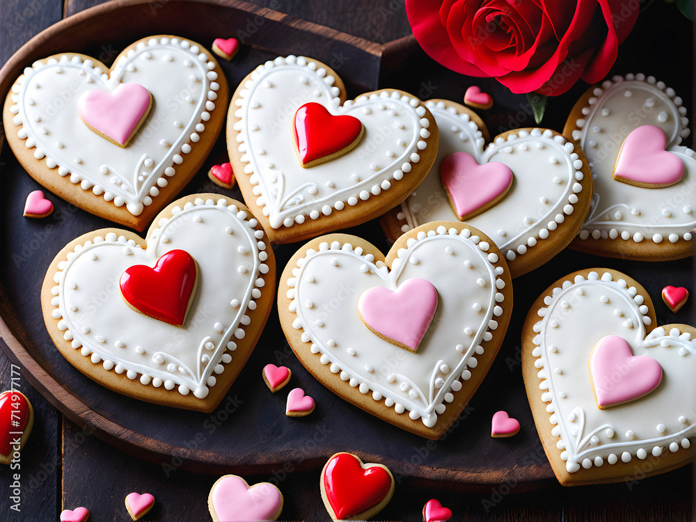 Heartfelt Baking: Delightful Valentine's Day Cookies Made with Love. generative AI