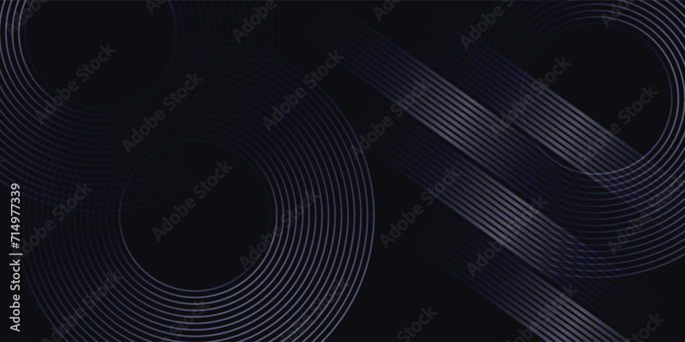 Luxury curve golden lines on dark blue background with lighting effect copy space for text. Luxury design style. - obrazy, fototapety, plakaty 