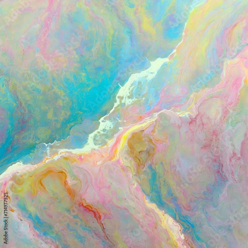 Pastel Liquid Bliss: Fine and Intricate Marble-Like Paint Flows
