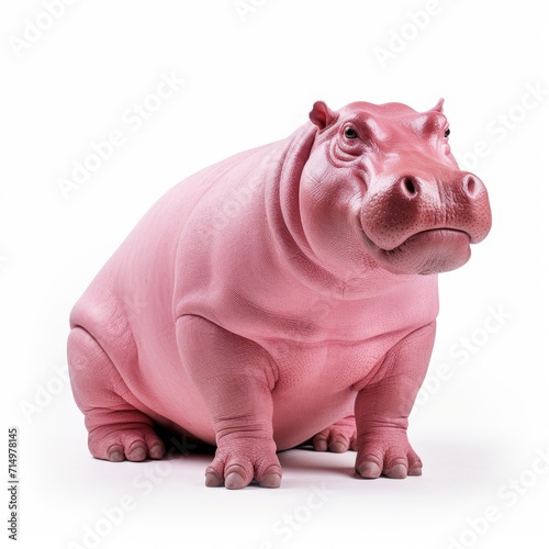 Hippopotamus in pink color isolated on white background