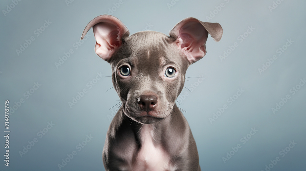 Fototapeta premium small American Hairless Terrier puppy on a light background