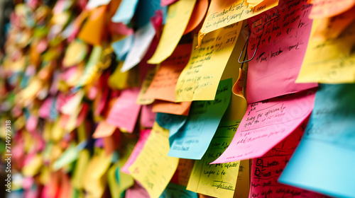 Hong Kong democracy protest: A wall covered with political and protest-related notes and messages, symbolizing activism and democracy photo