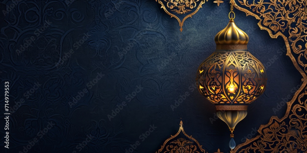 Sophisticated decoration background template with gold foil accents and a rich color scheme, radiating opulence for Ramadan Kareem