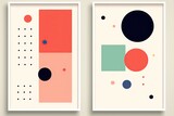 abstract background of art illustration framed in minimalism style modern geometric pop art set on wall, two frames, mockup idea, Generative Ai