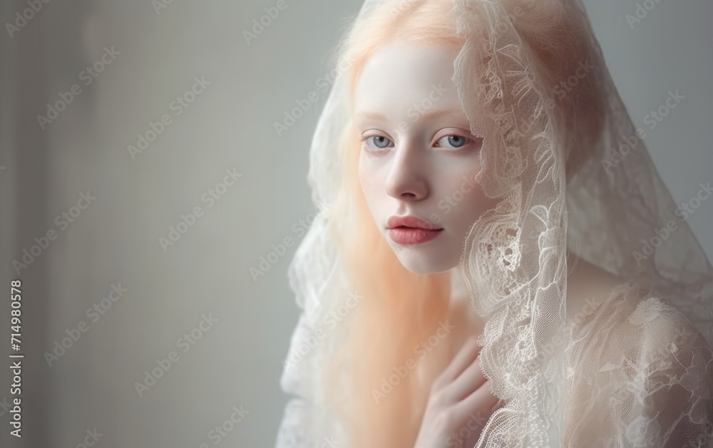 beautiful young girl wrapped in light, airy fabric