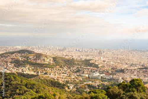 Top view of Barcelona on a sunny day