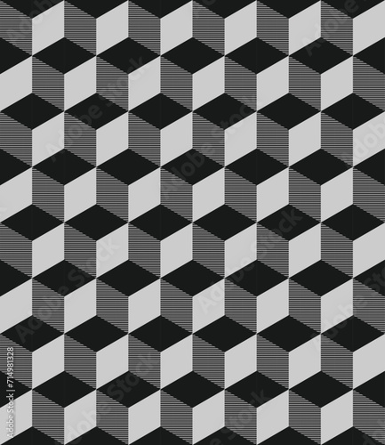 Black and white abstract geometric seamless pattern. Monochrome linear textures. Endless unusual prints. 